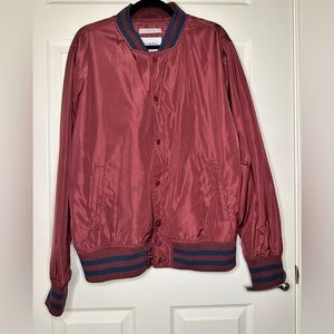 Goodfellow & co maroon bomber with navy ribbed trim - men’s size L